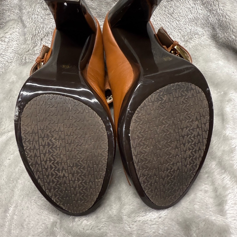 Michael Kors Tan Peep Toe Ankle Booties - Picture 13 of 16